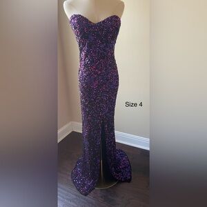 067 Primavera Couture Strapless Purple Sequin Dress